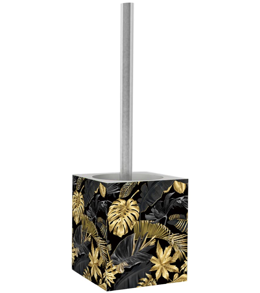 Sanilo Salle de Bain Set | Grande sélection | Distributeur de Savon et Brosse de Toilette | Design élégant, Chic | Un bel accroche-Regard pour la Salle de Bain (Golden Leaves)