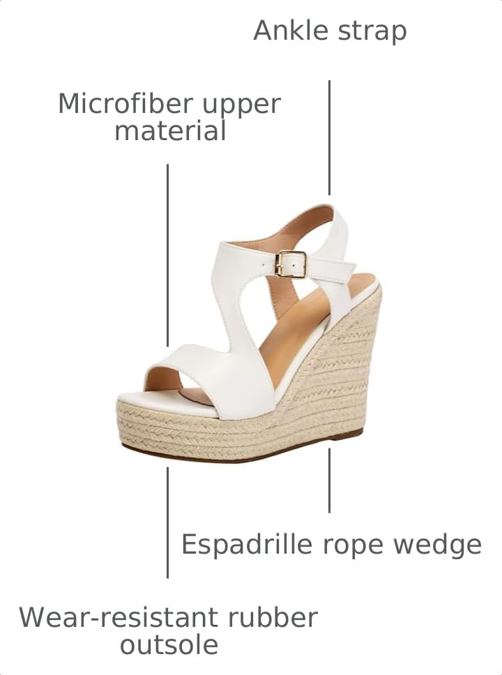 Image of Women's Wedge Sandals, Espadrille Platform Summer Sandals, Wedge Ankle Strap Open Toe Sandals
