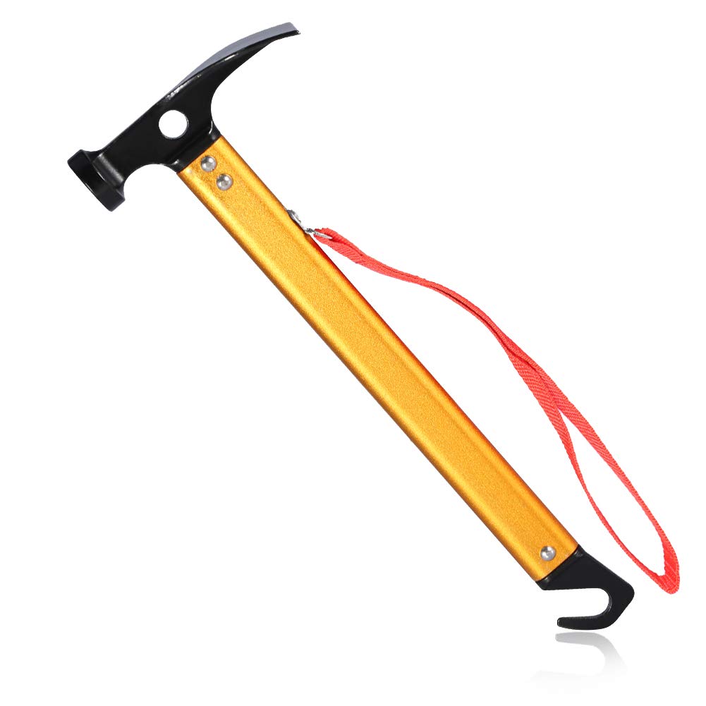 Keenso Camping Marteau, Marteau de Tente Marteau Maillet pour Piquets de Tente Peg Hammer Portable pour Camping, Bivouac Sports de Plein Air(Or)