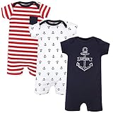 Hudson Baby Unisex Cotton Rompers, Captain, 3-6 Months