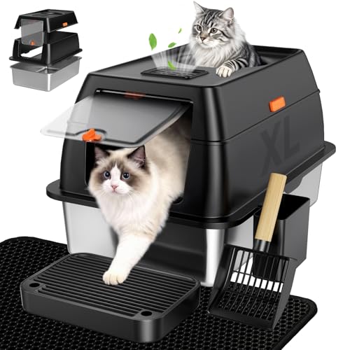 Tevila Extra Large Stainless Steel Litter Box Lid, High