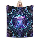 Moon and Sun Mushoom Blanket Soft Throw Blanket for Couch Sofa Bed Chair Lightweight and Breathable Travel Blanket All Season 80