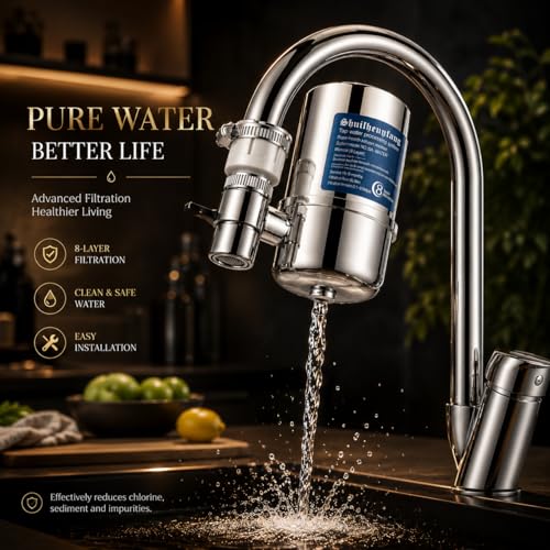 Image of Faucet Water Filter for Hard Water Softener with Adaptor for Bathroom Kitchen Sink Home - Reduce Hair Fall, Protects Skin | Remove Chlorine and Harmful Chemicals