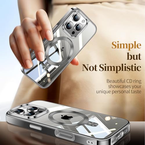 Image of ESTPEAK Titanium Grey CD Mag-Stand Case for iPhone 16 Pro Max Case with Invisible Magnetic Ring, [Fit for MagSafe] [Never Yellowing] Top Clear Phone Case Cover for iPhone 16 ProMax 6.9 inch