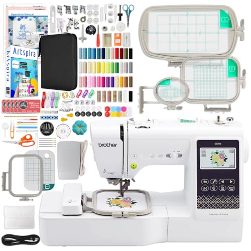 Brother SE700 Combo Embroidery & Sewing Machine with 4 Embroidery Hoops & 230+ Accessories