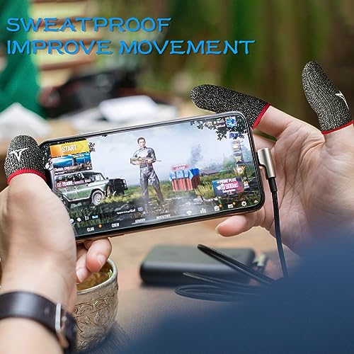 Nuozme 8 Pack Gaming Finger Sleeves for Mobile Gaming, 0.3mm Silver Fiber, Smooth Operation, Anti-Sweat, Extremely Thin, Finger Sleeves Fit Mobile Phone Tablet Devices(Black)