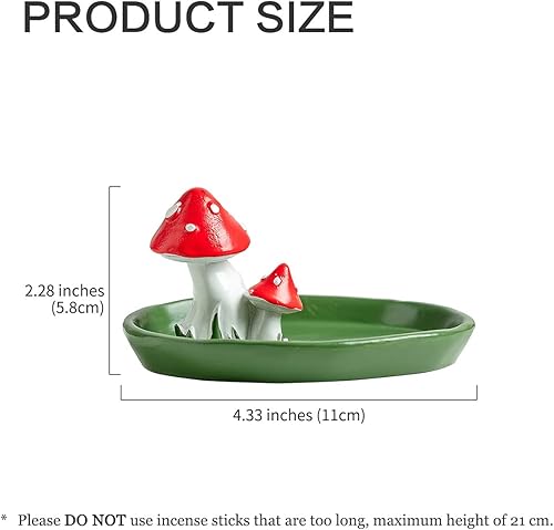 Miniatura 7 de CHUNCHE Lindo soporte de incienso de hongos con 30 varillas de incienso, quemador de resina hecho a mano, bandeja de incienso con temática natural,