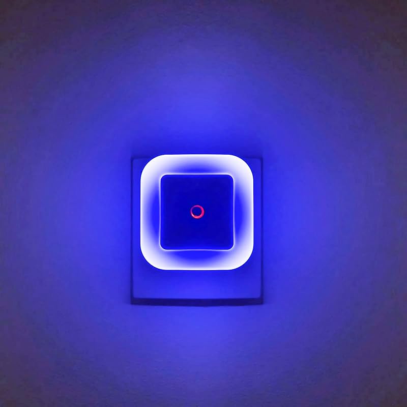 4 Pack Plug-in Bright Blue LED Night Lights with Light Sensor | Auto Dusk-to-Dawn Sensor, 0.5W Energy-Saving, Unique Blue Cover Design, for Bedroom, Hallway, Bathroom, and Kitchen