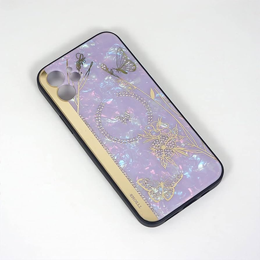 iPhone15 用ケース鏡として使えるリング付き キラキラ かわいいバタフライ Amazon.co.jp: MuZiF iPhone 15 用 ケース 鏡として使える