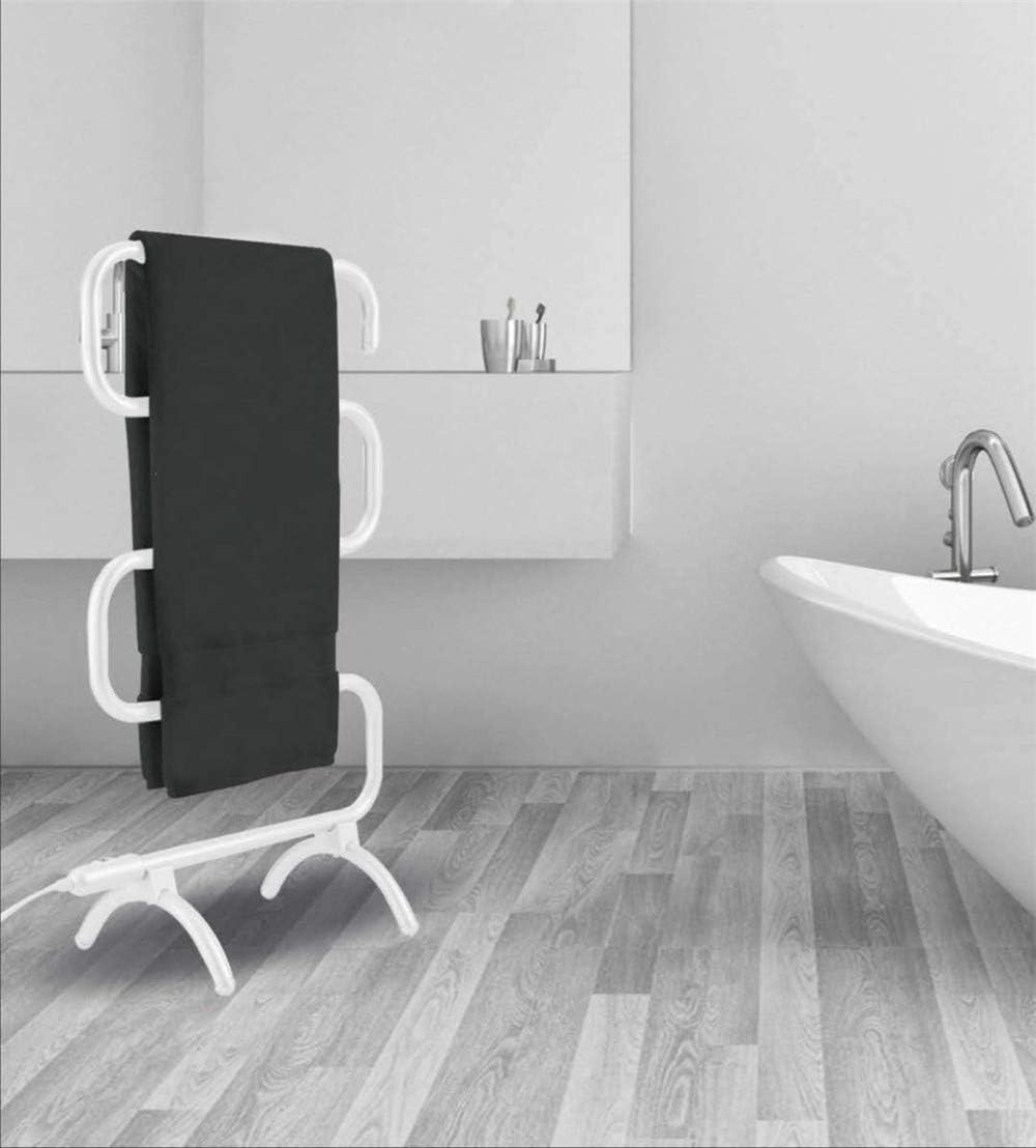 LUNEZY Towel Warmer, Heated Towel Rack and Drying Rack, Wall Mount Free Standing Towel Heater for Bathroom, 100W Electric 5-Bar Electric Towel Rack,White