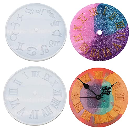 Molde de Resina de Reloj,2 Piezas Molde de Silicona Epoxi para Reloj,Reloj Moldes de Resina de Silicona,Números Reloj Bricolaje Manualidades,para Relojes de Bricolaje Decoración Del Hogar