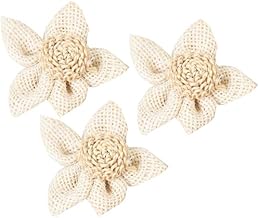 Jute Flower Patches Elegant Embellishments for Women’s Dresses, Crafts & Home Décor (10pcs, Color-White)
