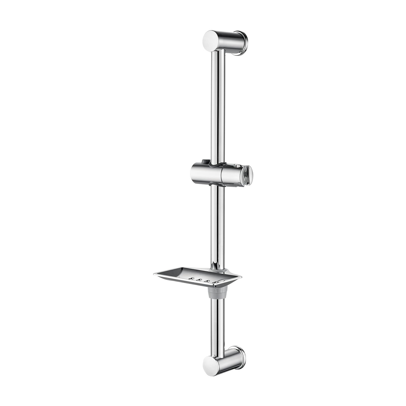 Ibergrif M20802 Shower Riser Rail, 60cm Shower Rail, Wall Mounted Shower Rail kit with Soap Dish Bracket Adjustable Shower Head Holder Bar, Shower Slider Rail for Bathroom, Chrome, SilverGlobal Recycled StandardGlobal Recycled StandardGlobal Recycled Standard