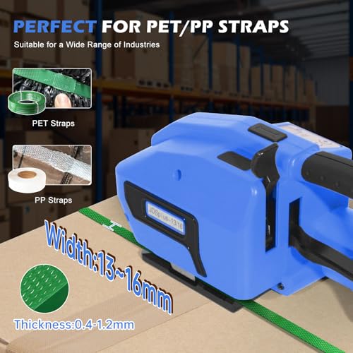 Image of Electric Strapping Machine with LCD Screen, 2 x 4000mAh Battery Powered Automatic Strapping Banding Tool for 1 /2 inch to 5 /8 inch PP PET Straps, Portable Baler for Box & Pallet Packaging