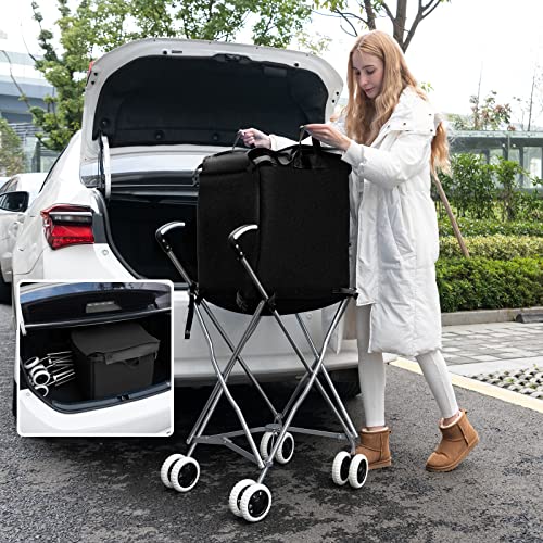 Goplus Faltbarer Einkaufswagen mit Rädern, Lebensmittelwagen mit herausnehmbarem Oxford-Stoffeinsatz, Leichter Versand und Mehrzweckwagen für Lebensmittel Wäsche – Bild 7