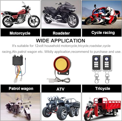 Image of Motorcycle Anti-Theft Alarm Security System, Control Engine Start Bike Anti-Hijacking Cutting Off Remote Engine Start Arming Disarming,Waterproof Security Cycling Bike Alarm