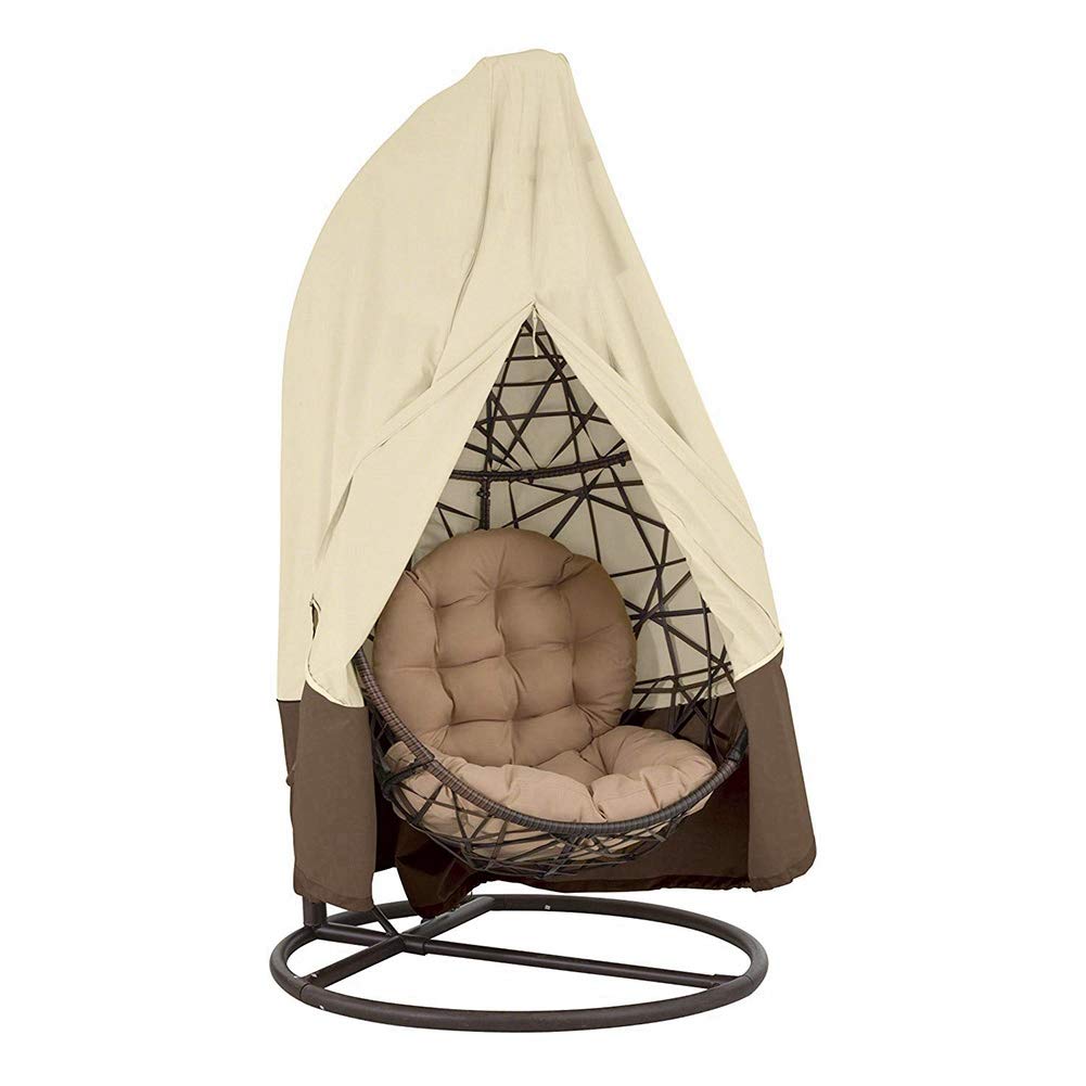 Chair Sofa Cover Outdoor Patio Hanging Chair Cover Swing Chair Covers Heavy Duty Water Resistant (Beige + Brown)