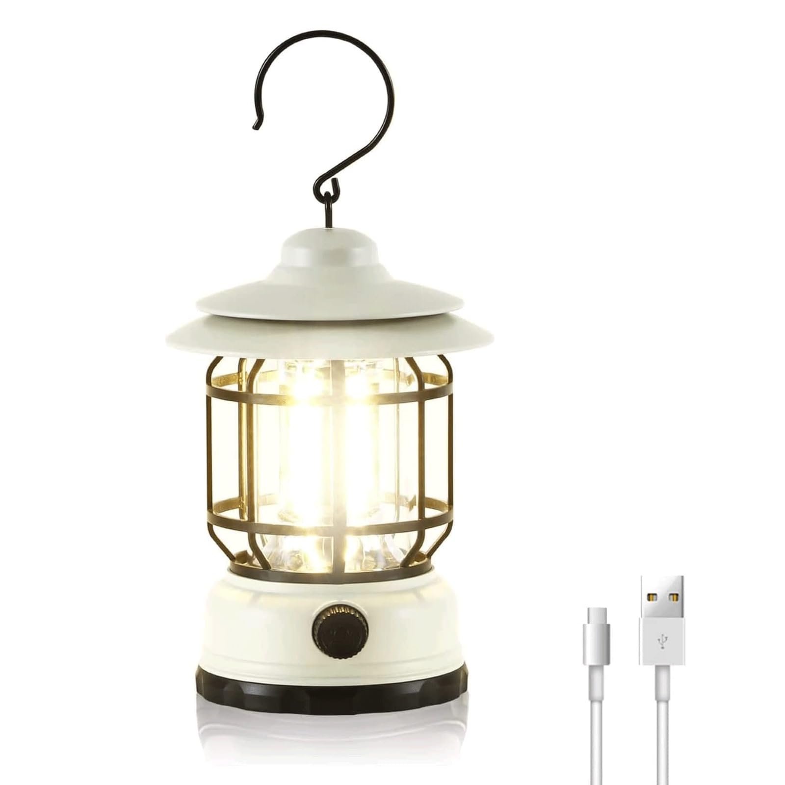 Linterna de camping recargable, LED ultrabrillante, impermeable, 2 modos de luz, luz portátil para tienda de campaña, emergencia, pesca, senderismo, cortes de energía