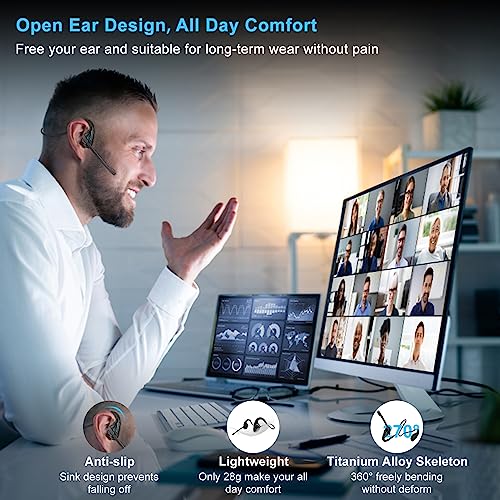 Image of iDIGMALL Bluetooth Headset with Mic, Open Ear Headphones with Microphone