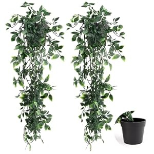 VFANDV Kunstplanten met potten, 2 stuks, hangplant, kunstplanten, 80 cm lang, kunstplant, hangende plastic planten, hangplanten, potplant, kunstplant voor tuin, kantoor, wanddecoratie