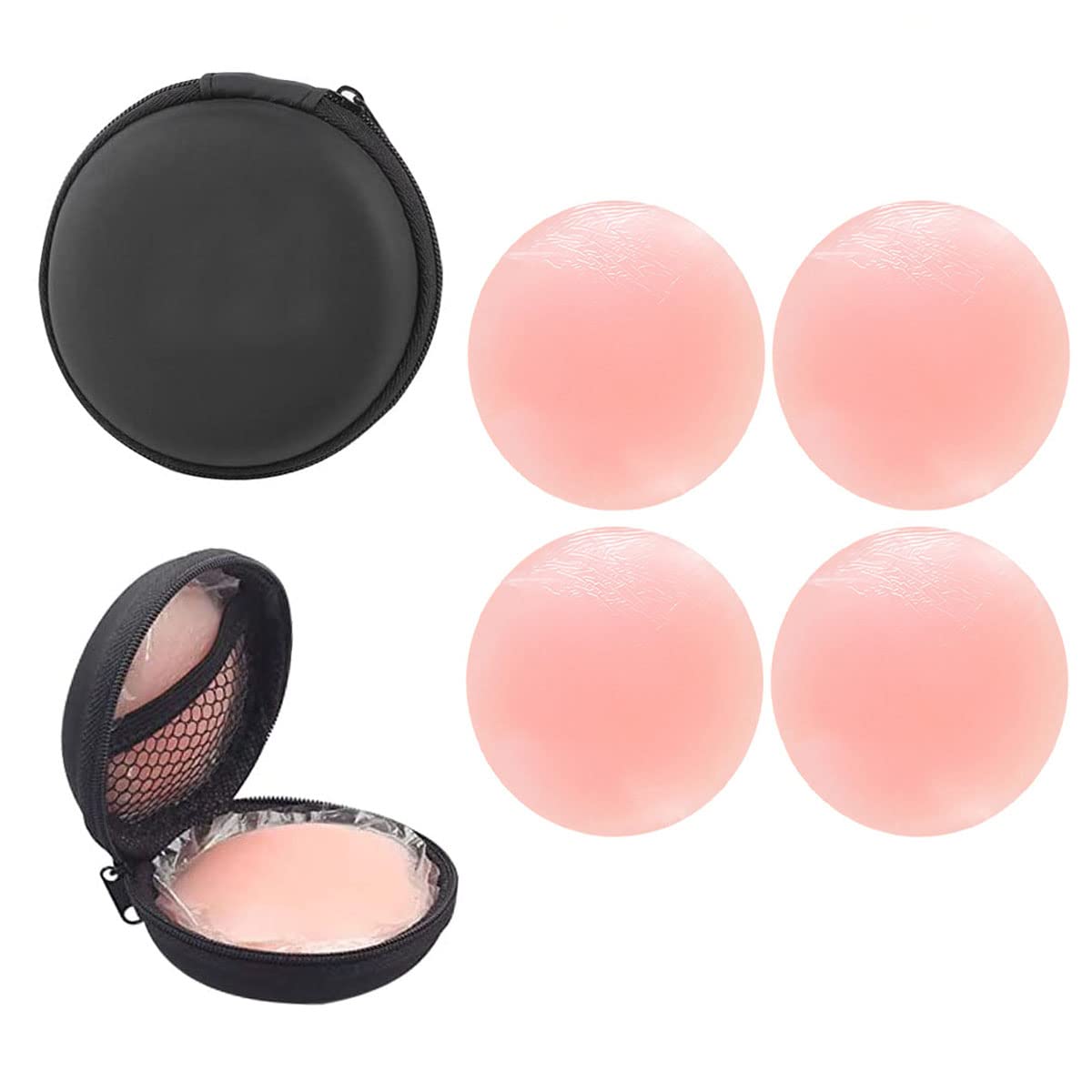 Nipple Covers Reusable Comfortable & Natural Invisible Adhesive Silicone Pasties for Women, Round-image-33