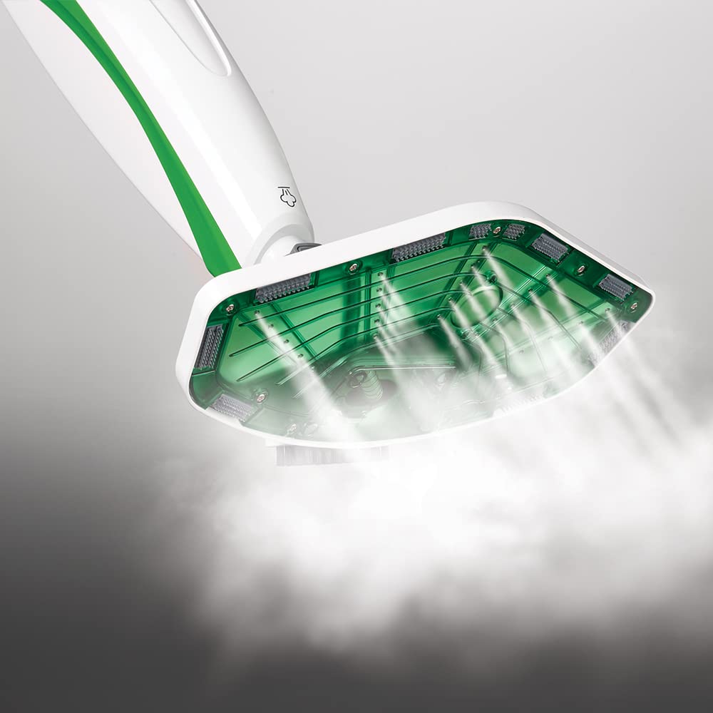 Polti Vaporetto SV400 Hygiene,Escoba a Vapor con Cepillo Vaporforce, Potencia 1500 W, Depósito Extraíble, Calentamiento en 15 Segundos, 2 Accesorios Incluidos, Blanco y Verde
