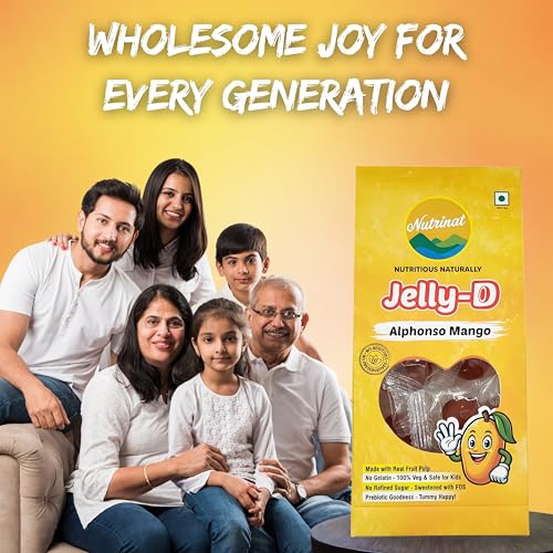 Image of Nutrinat Jelly D Alphonso Mango Fruit Jelly Candy (Pack of 3 x 20 Pieces) | No Gelatin, No Refined Sugar | Plant-Based Pectin Toffee | Healthy Fruity Snacks