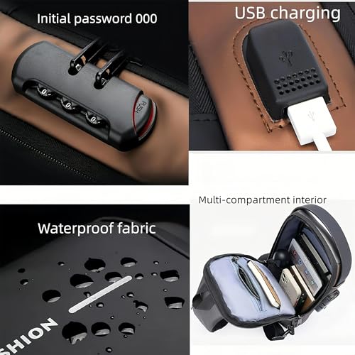 New Carbon Fiber Streamline Anti Theft Sling Bag for Women Men, Sling Backpack USB Waterproof Chest Daypack for Travel/Sport (Black)4