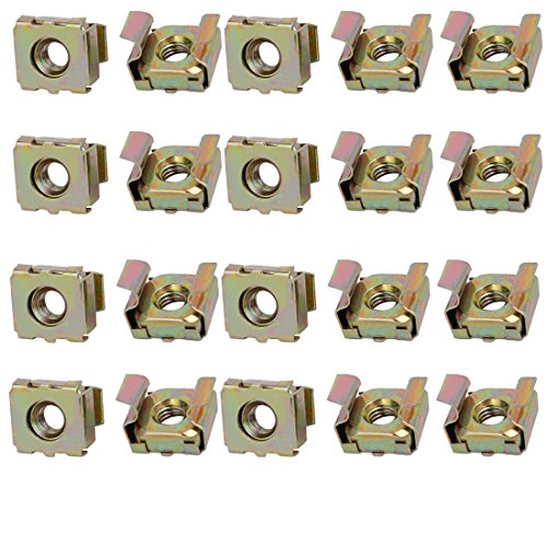 Sourcingmap 20pcs M5 Carbon Steel Captive Cage Nut Brass Tone for Server Shelf Cabinet