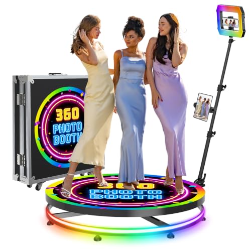 360 Photo Booth Machine for Parties with Flight Case 360 Photo Booth 31.6/80cm for 3-5 People Square Light Lasts 4-6 Hours APP Remote Control Photography Automatic 360 Spin Camera Video