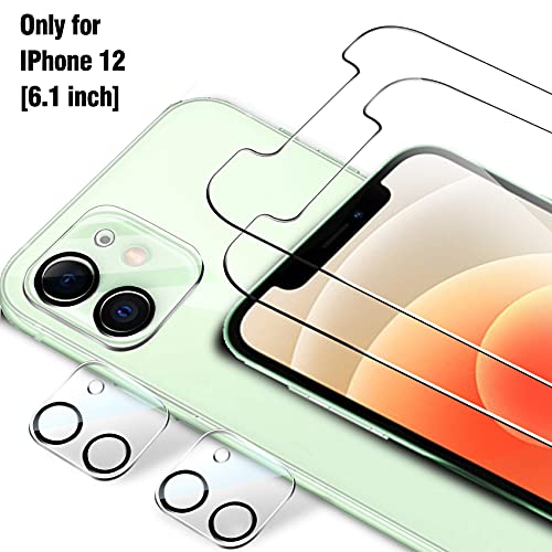 Ferilinso [4 Pack 2 Pack Screen Protector For Iphone 12 With 2 Pack Camera Lens Screen Protector [Tempered-Glass] [Military Protective] [Hd Clear] [Case Friendly] [Anti-Fingerprint] [Anti-Scratch] #TOP2
