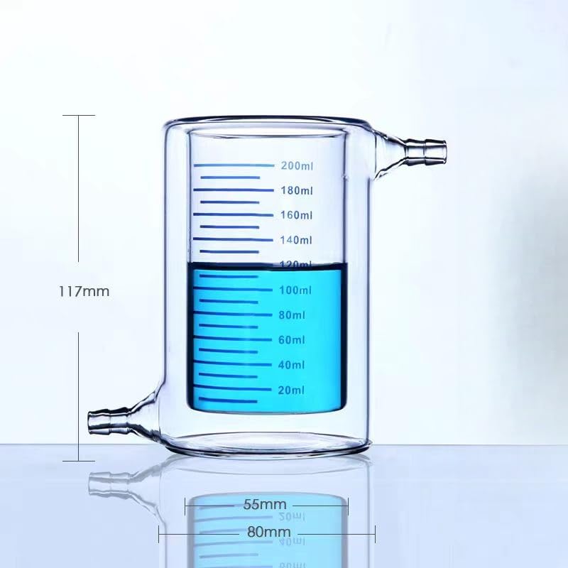 Szklana zlewka z podziałką, Zlewka laboratoryjna z płaszczem o podwójnych ściankach ze szkła borokrzemianowego pojemności 50–5000 ml(200ml)
