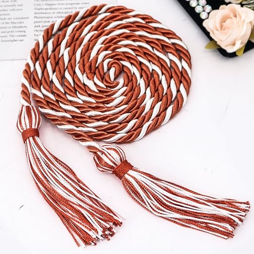 Image of GraduationMall Graduation Honor Cords 68 inch (Dark Orange White)