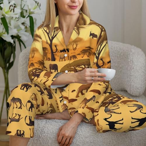 Pyjama animaux africains noir en polyester-élasthanne doux taille L - 6