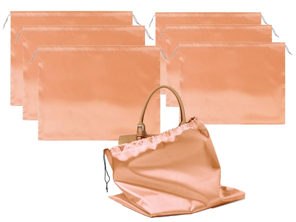 6 pcs Bolsas de Polvo para Bolsos,Multifunción a Prueba de Polvo Bolsas para el Polvo para Bolsos de Lujo,Zapatos,Botas,Cierre de Cordón,Seda de Imitación,2 Tamaños(Champán)