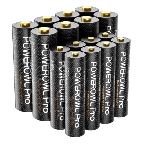 POWEROWL Set de 16 Pilas Recargables AA AAA, Alta Capacidad 1,2 V Ni-MH