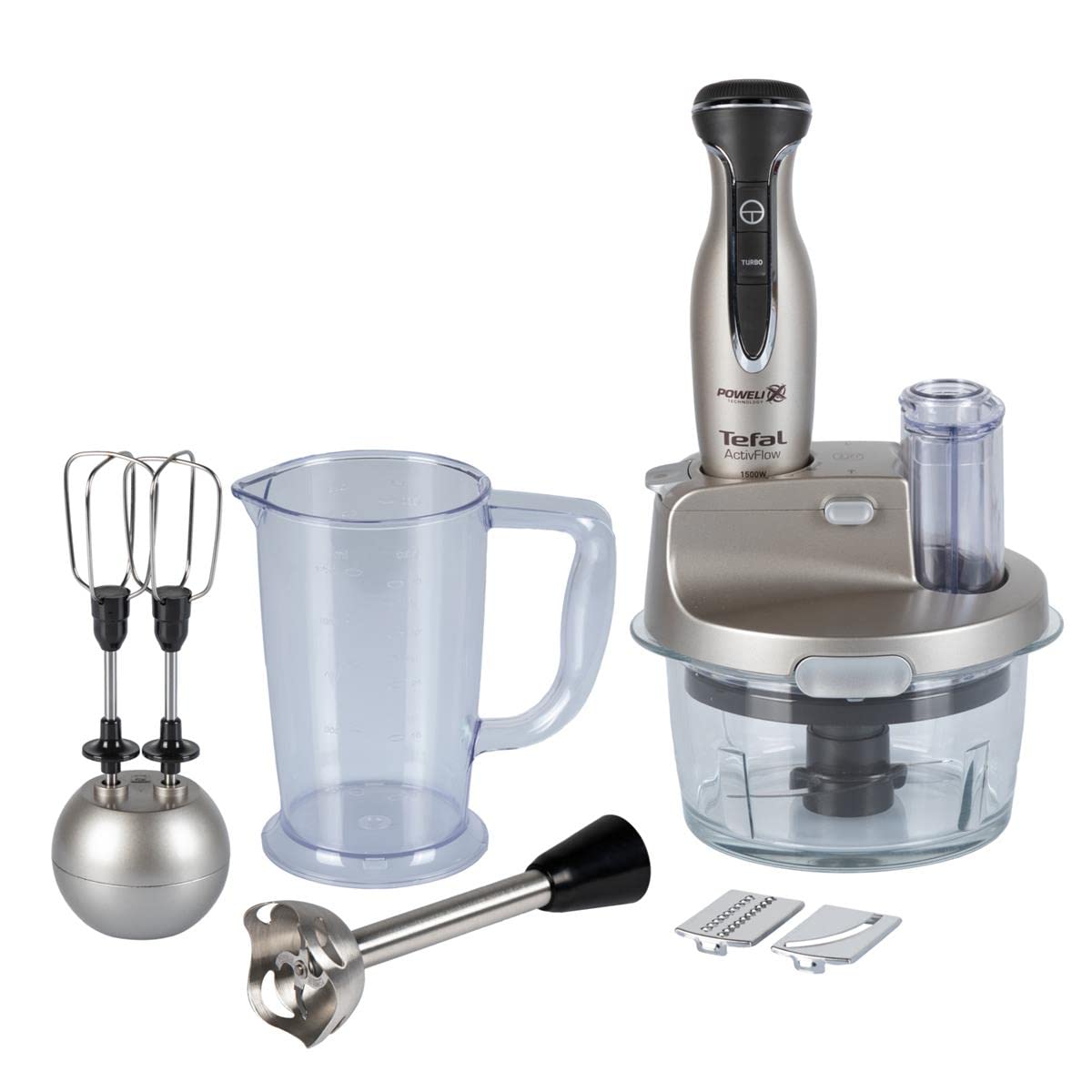 Tefal Powelix Activflow Expert 4 Bıçaklı 1500 Watt Cam Hazneli Blender Seti - Gümüş