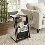 JOIN IRON Storage Bookshelf, Detachable Brochure Display Stand, Floor-Standing Magazine Rack with 4 Pockets, Newspaper Stand Easy to Move Easy to Assemble Compartments for Living Room (Black)