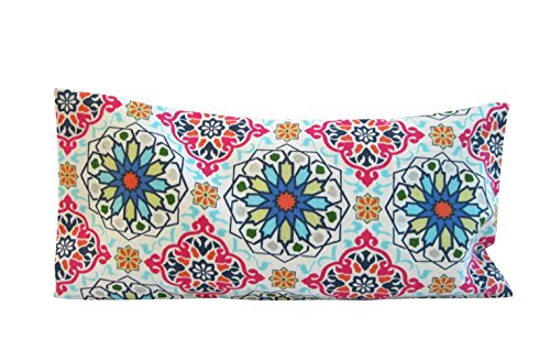 Aromatherapy Cotton Eye Pillow - 4.5 x 9 - Organic Lavender Chamomile Flax - Removable Washable Cover - mosaic abstract geometric white blue red silver pink