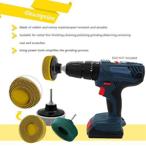Image of HIEMIE Tools 3 Inch Bristle Disc Grit 80# (Yellow) with 3 Inch Shank Attachment Abrasive Coating Removal Disc for Metal