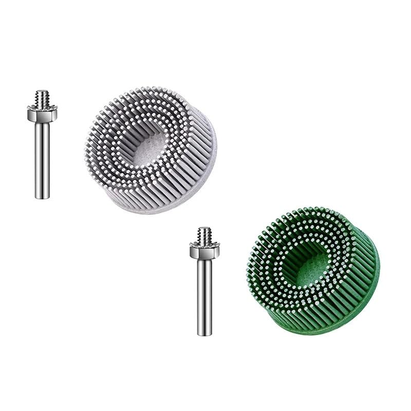 Surtido de discos cerdas para desbarbado metal con rueda de goma de 2 pulgadas y vastago 1/4