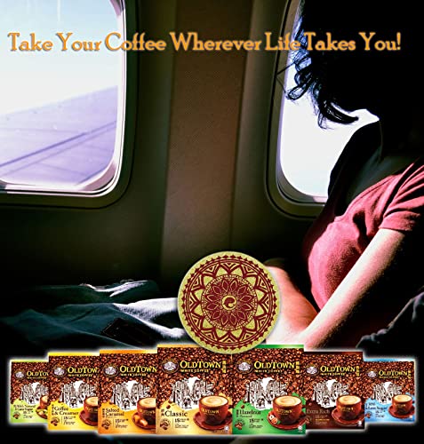 (3 Pack - Classic) Old Town (3 In 1) Classic White Coffee Asian Instant Coffee Whalever Eco Friendly Cork Coaster Package, Oldtown White Coffee 45 Packets #TOP5