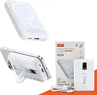 Power Bank 10.000mAh Turbo Carregador Portátil Universal por Indução Carregamento Ultra Rápido Suporte Dobrável Compatível Com Todo Celular Com Carregamento Magnético - Linha Premium AGold - Branco