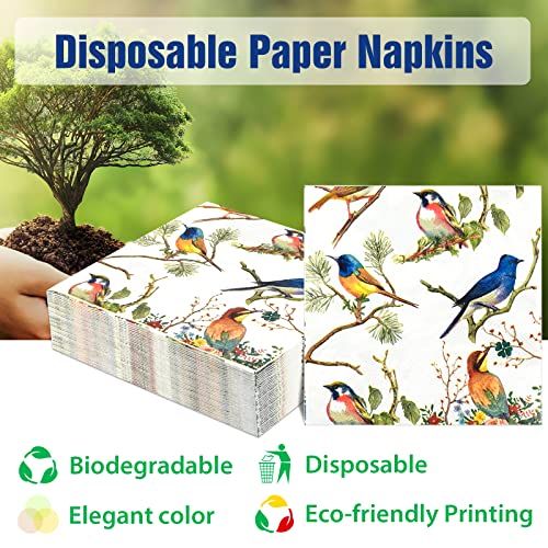 150 Bird Cocktail Beverage Napkins 3 Ply Bar Square Disposable Party Napkins Dessert Coffee Drink Napkins Guest Paper Hand Towels For Bathroom Wedding Tea Party Table Decoupage Napkins #TOP5