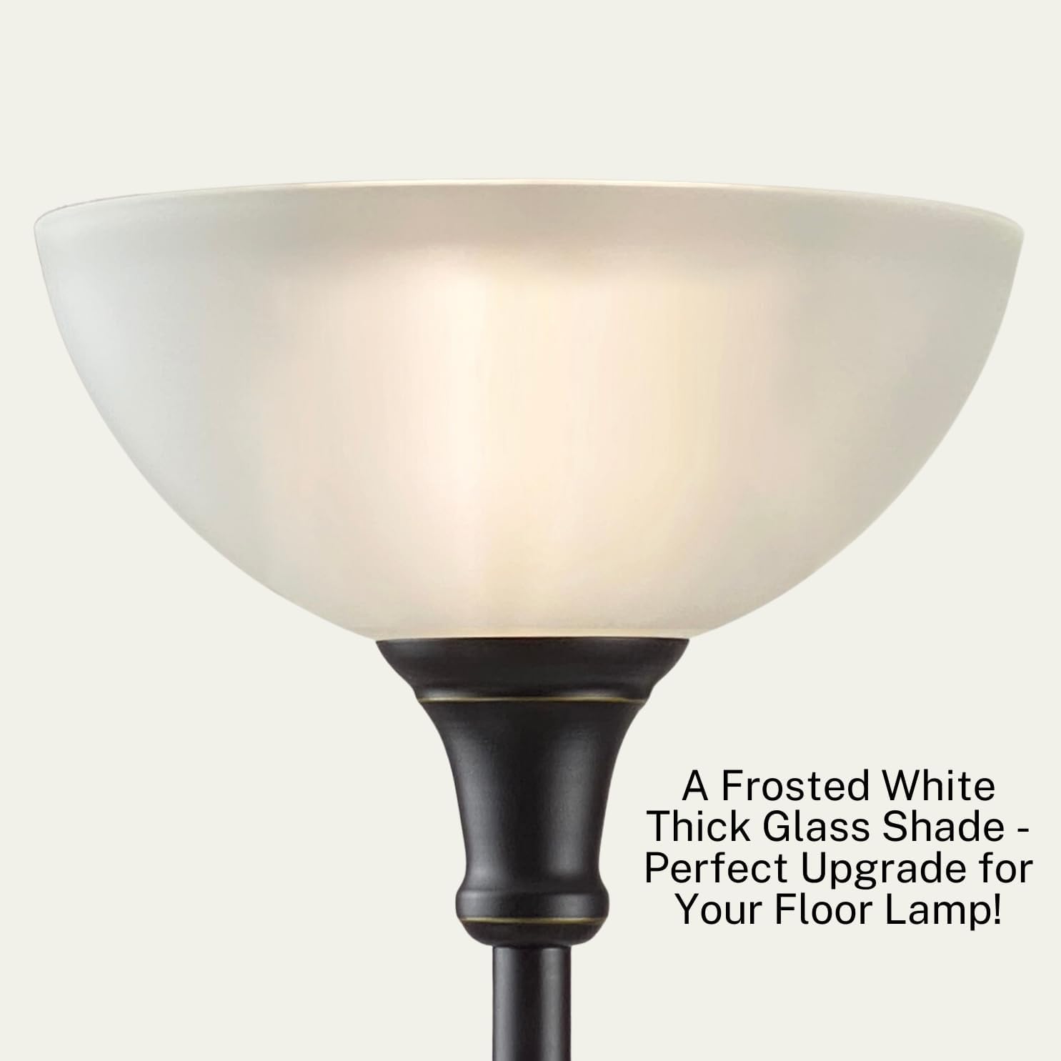 LIGHTACCENTS Glass Lamp Shade Replacement for Floor Lamp – Frosted Glass, 12” Diameter, 1.72” Opening, 4.75” Height – Lamp Shade for Floor Lamps, Replacement Glass for Floor Lamps (White)