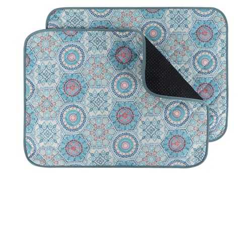 Image of IEUUMLER Washable Pee Pads for Dogs, 2 Pack Non-Slip & Waterproof Whelping Pad, Reusable Puppy Potty Training With Fast Absorbent for Playpen EU007 (Green Medallion, 36 inchX48 inch-2pcs)