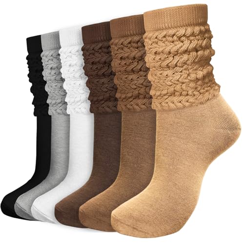 Image of 6 Pairs Slouch Socks for Women, Soft Extra Long Thick High Slouch Slouchy Sock for Women Mothers Gifts