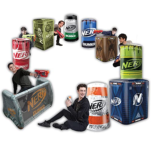 NERF BUNKR Stadium Pack Inflatable Battlezone - Ultimate 9 Piece Barricade Shield Bunker Set - Perfect for NERF Party and NERF War