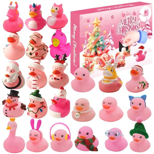 ChilArt 2025 Pink Rubber Duck Christmas Advent Calendar,24-Day Christmas Countdown