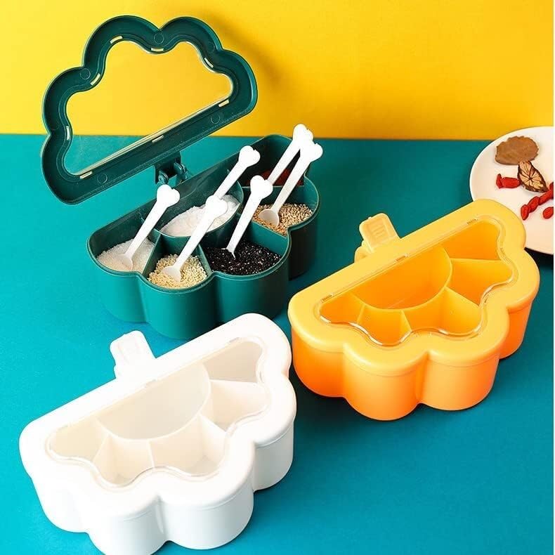 Pots d'assaisonnement, boîte à épices, boîte d'assaisonnement de cuisine, combinaison de ménage à six grilles, pots à condiments, réservoir de glutamate monosodique, sel, stockage de sucre, pots à épi